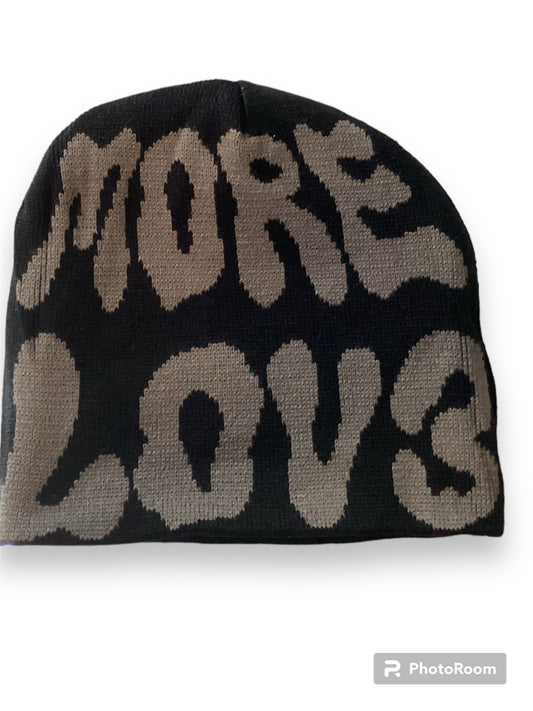 Black beanie with white and reversible with grey font